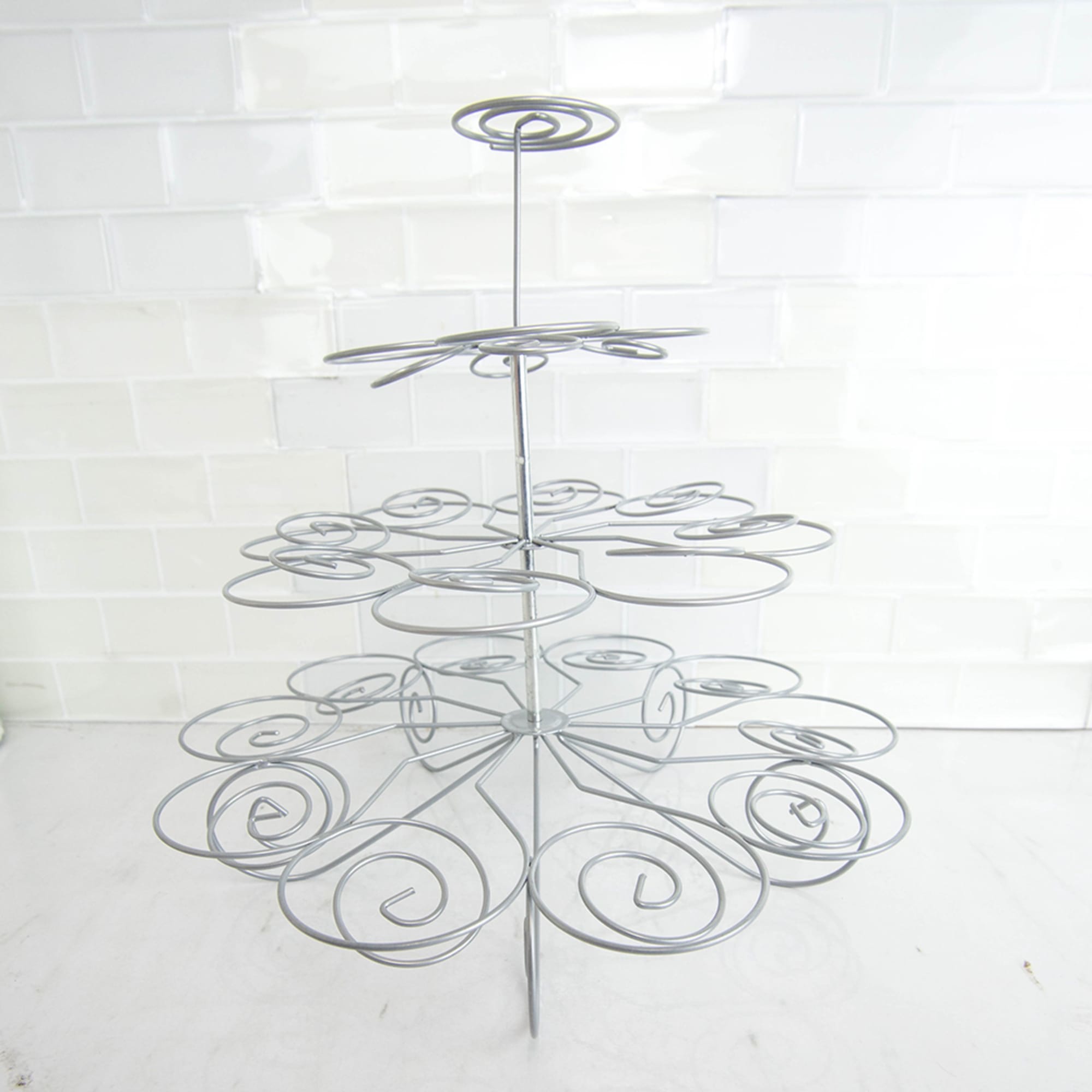 Home Basics Multi-Layered 23 Slot Steel Cupcake Holder with Sturdy Swirled Branches, Silver $6.50 EACH, CASE PACK OF 1