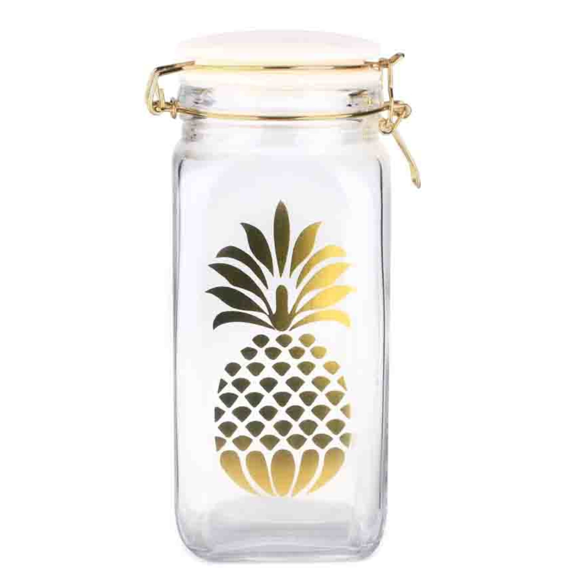 Home Basics Pineapple Sunshine 57.5 oz. Glass Canister $5 EACH, CASE PACK OF 12