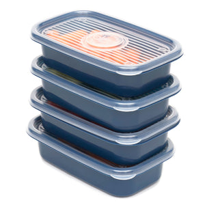 Home Basics 8 Piece Rectangular Plastic Meal Prep Set, (17.6 oz), Blue $6 EACH, CASE PACK OF 14