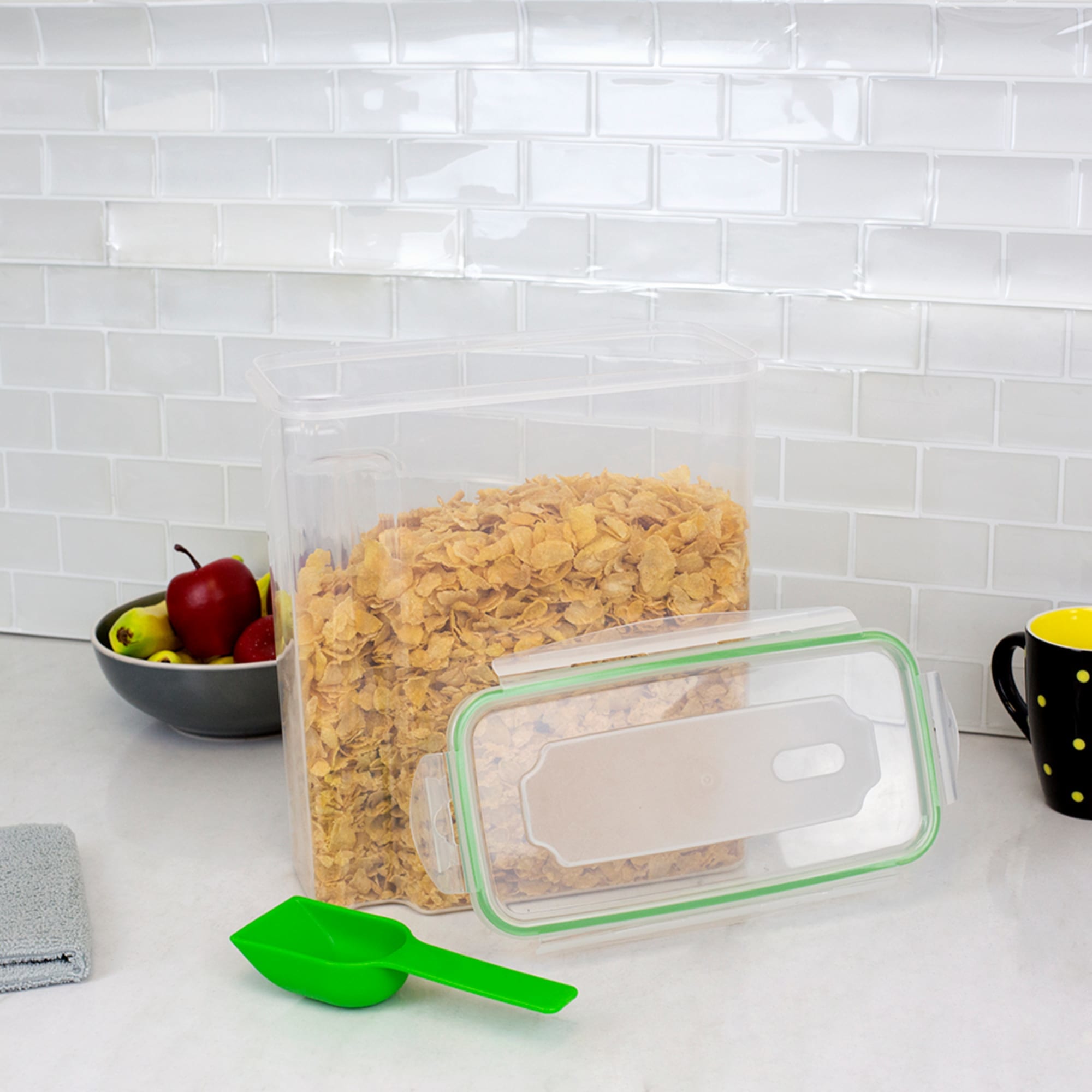 Home Basics 4-Sided Locking Plastic Cereal Storage Container with