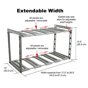 Home Basics 2 Tier Adjustable Multi-Functional Plastic Under Sink Organizer, Grey $10.00 EACH, CASE PACK OF 8