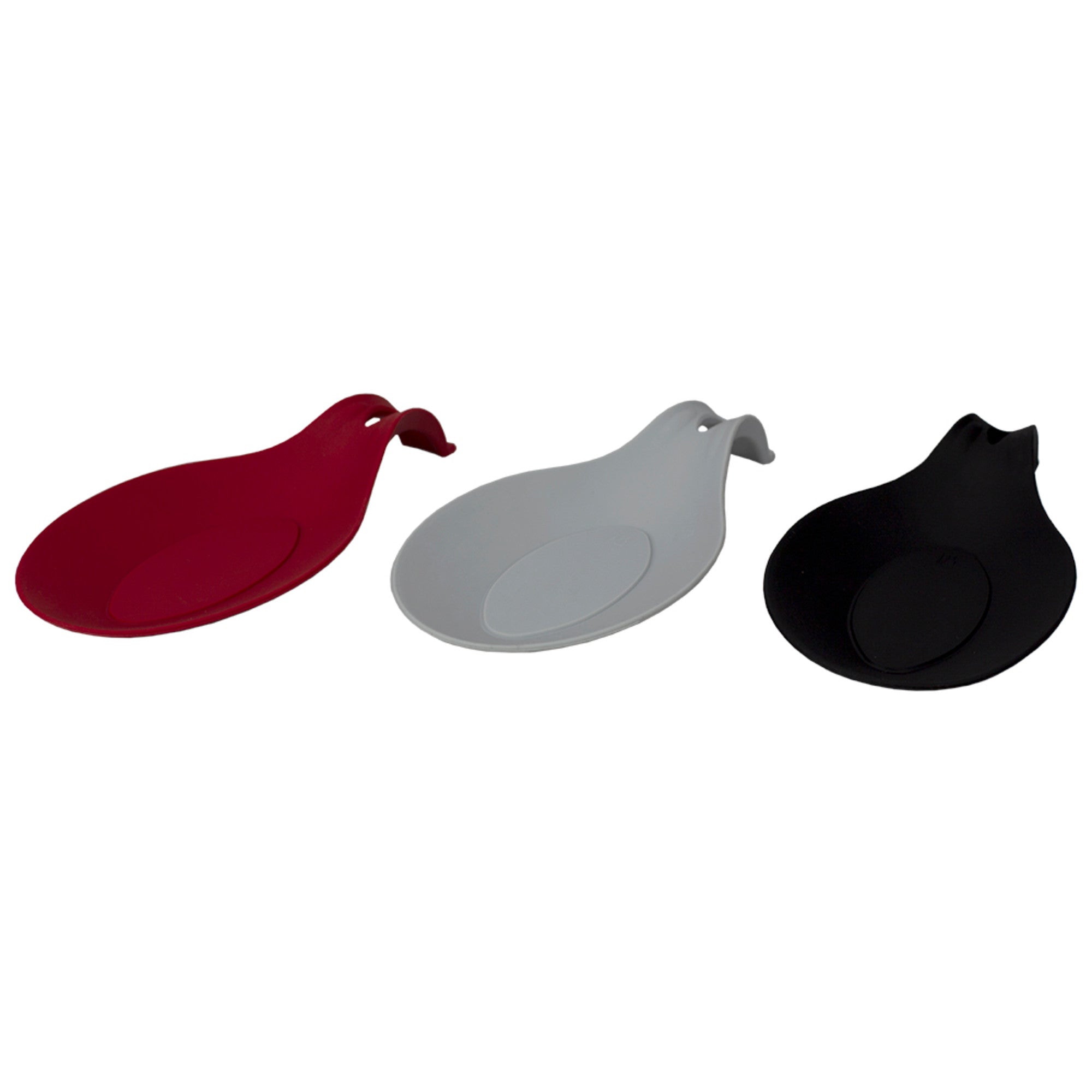 Home Basics Food Grade Flexible Silicone Oversized Almond Shaped Spoon Rest - Assorted Colors