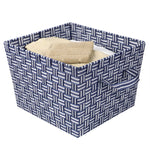 Load image into Gallery viewer, Home Basics Striped X-large Woven Strap Open Bin, Blue
 $10.00 EACH, CASE PACK OF 6
