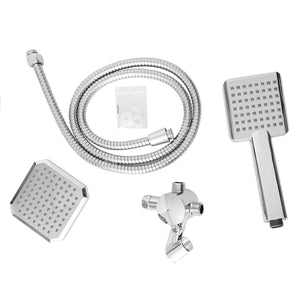 Home Basics Square Dual Plastic Shower Massager with Shower Head Set, Chrome $15.00 EACH, CASE PACK OF 12