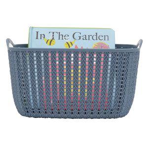 Home Basics 6L Crochet-Designed Plastic Basket, Blue $3.00 EACH, CASE PACK OF 24