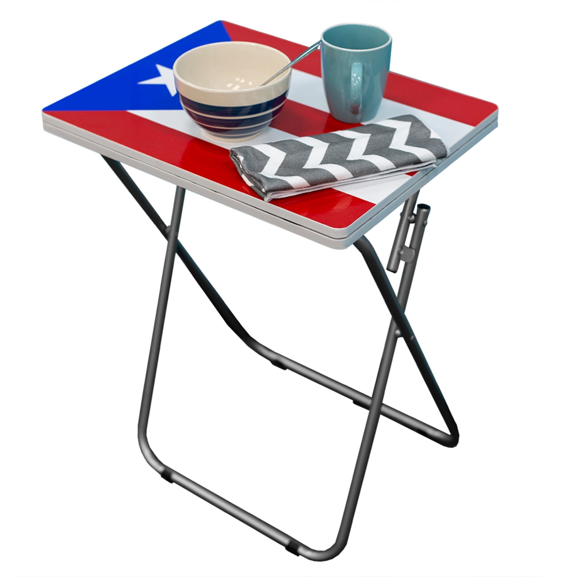 Home Basics Puerto Rican Flag Multi-Purpose Table, Silver $15.00 EACH, CASE PACK OF 6