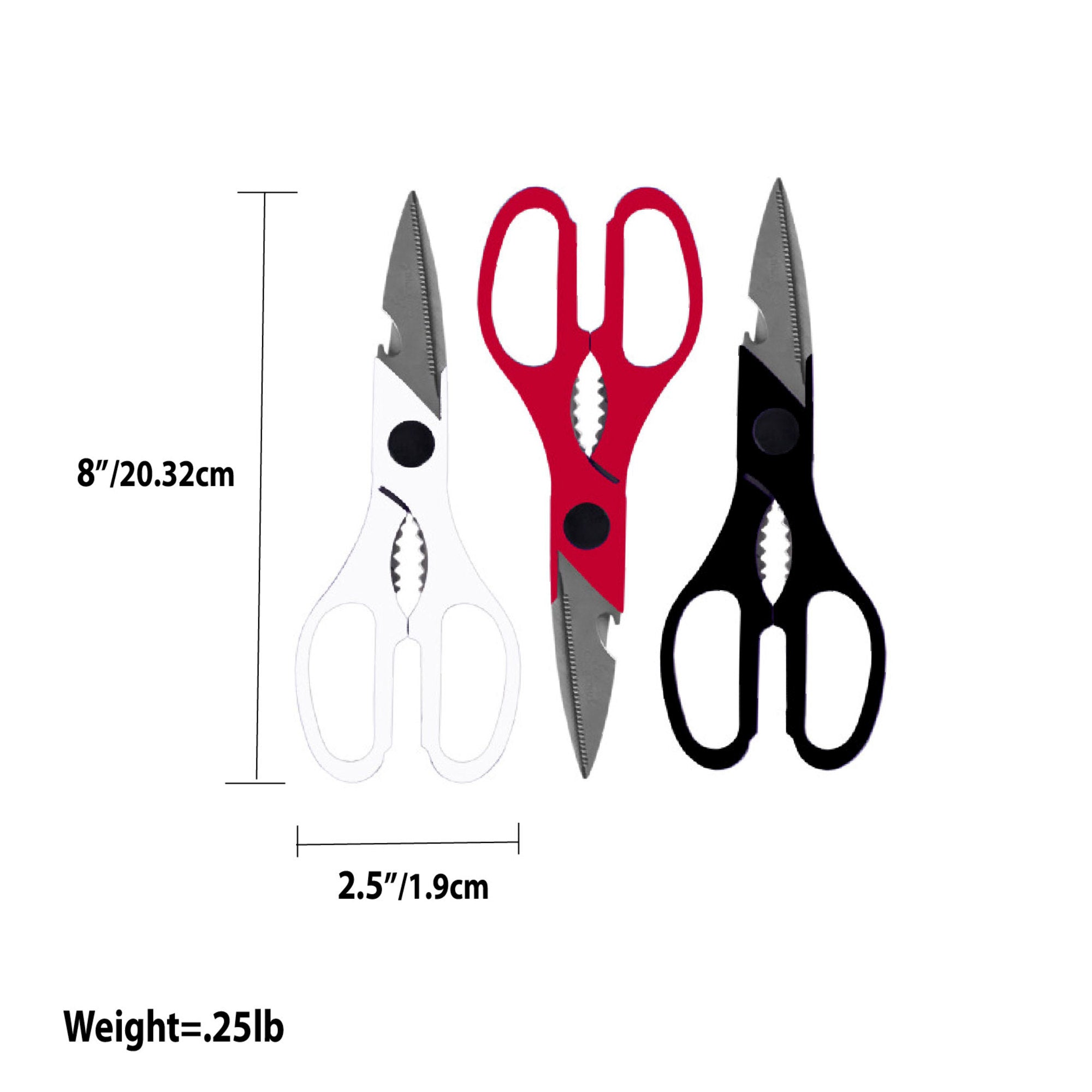 Home Basics 8" Multi-Function Stainless Steel Kitchen Shears - Assorted Colors