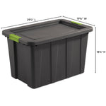 Load image into Gallery viewer, Sterilite 30 Gallon / 114 Liter Latching Tuff1 Tote / Flat Grey lid &amp; base with Soft Fern latches $30.00 EACH, CASE PACK OF 4
