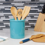 Load image into Gallery viewer, Home Basics Glazed Ceramic Utensil Crock, Turquoise $6.00 EACH, CASE PACK OF 6
