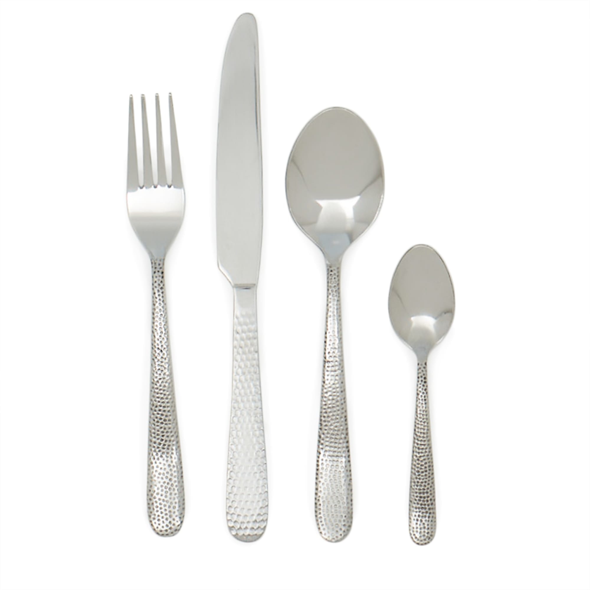 Home Basics 16 Piece Hammered Finish Stainless Steel Flatware Set, Silver $8.00 EACH, CASE PACK OF 12