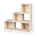 Load image into Gallery viewer, Home Basics Open and Enclosed Tiered 6 Cube MDF Storage Organizer, Oak $40.00 EACH, CASE PACK OF 1

