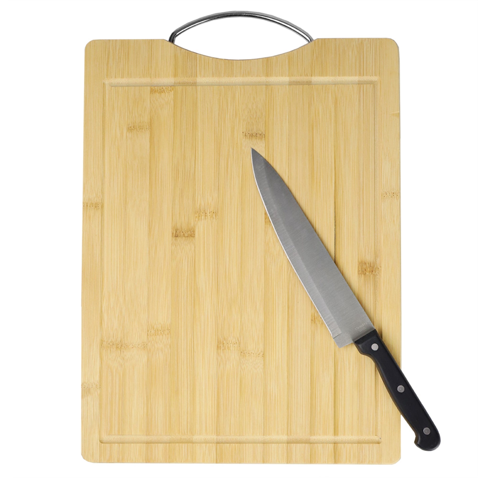 Home Basics 12" x 16" Bamboo Cutting Board with Juice Groove and Stainless Steel Handle $6.50 EACH, CASE PACK OF 12