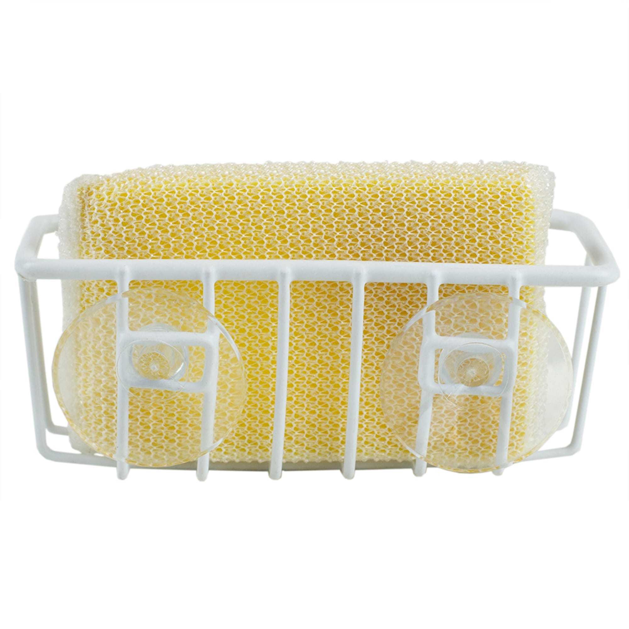 Home Basics Vinyl Coated Steel  Sponge Holder with Suction Cups, White $3.00 EACH, CASE PACK OF 24