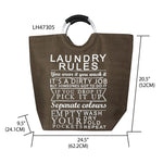 Load image into Gallery viewer, Home Basics Laundry Rules Canvas Hamper Tote with Soft Grip Handles, Brown $12.00 EACH, CASE PACK OF 6
