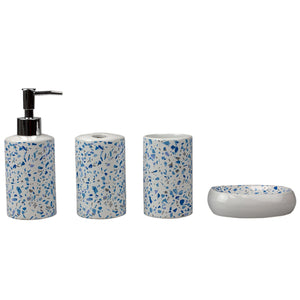 Home Basics Trendy Terrazzo 4 Piece Ceramic Bath Accessory Set, Blue $10.00 EACH, CASE PACK OF 12