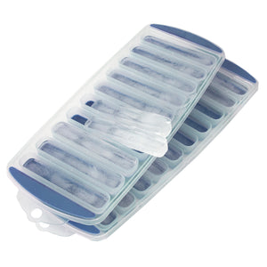Home Basics Ultra-Slim Plastic Pop-Out Ice Cube Tray, (Pack of 2), Blue - Assorted Colors