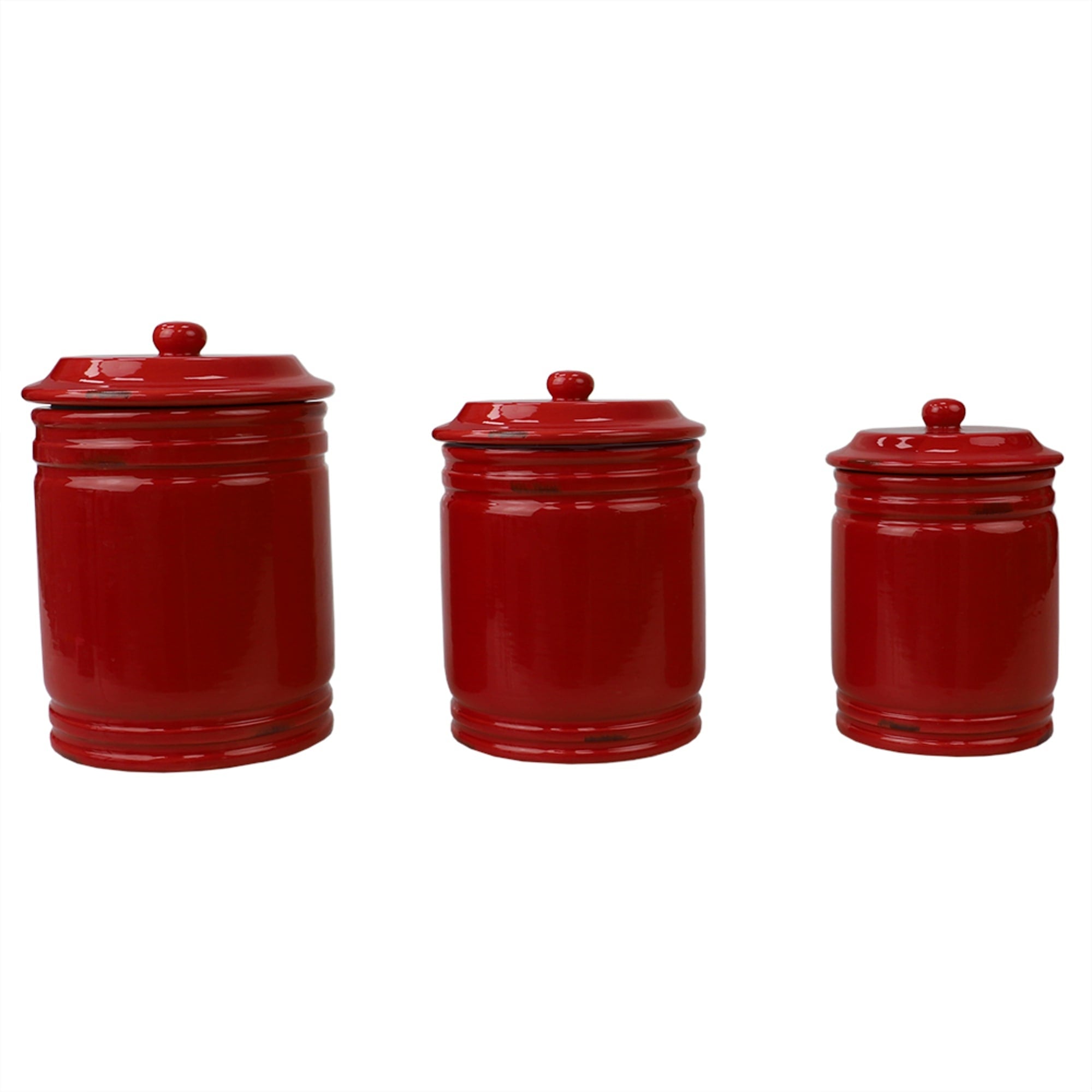 Home Basics Bella 3 Piece Ceramic Canisters, Red $20 EACH, CASE PACK OF 2
