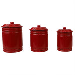 Load image into Gallery viewer, Home Basics Bella 3 Piece Ceramic Canisters, Red $20 EACH, CASE PACK OF 2
