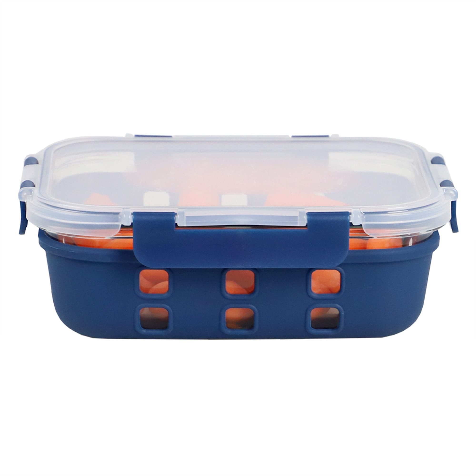 Michael Graves Design Rectangle Large 35 Ounce High Borosilicate Glass Food Storage Container with Plastic Lid, Indigo $8.00 EACH, CASE PACK OF 12