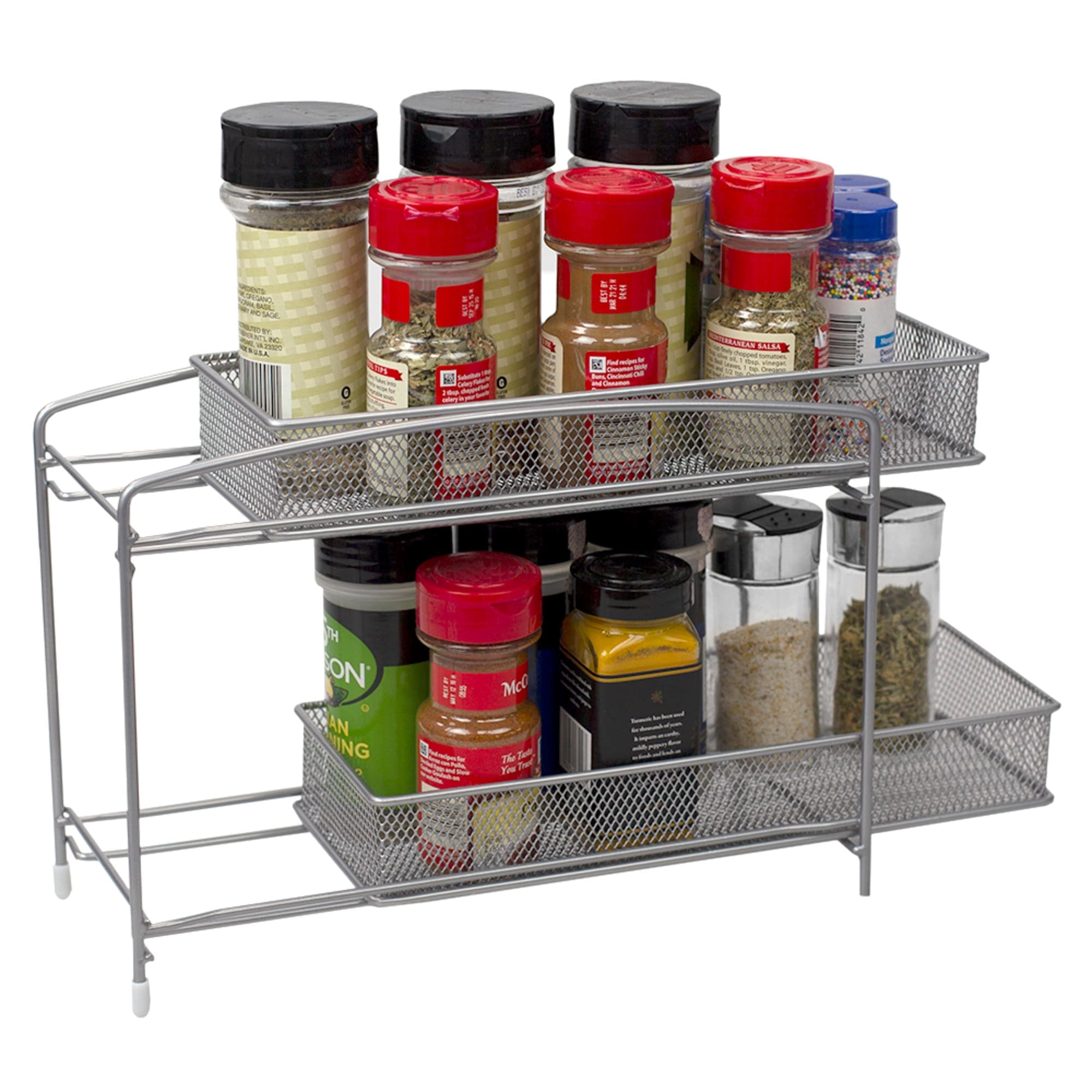 Home Basics 2 Tier Mesh Steel Helper Shelf with Removable Sliding Baskets, Silver $10 EACH, CASE PACK OF 6