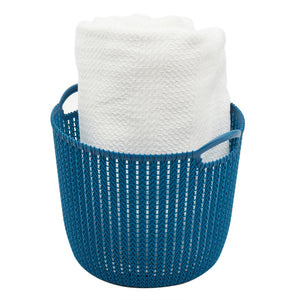 Home Basics Round Medium Crochet Plastic Basket - Assorted Colors