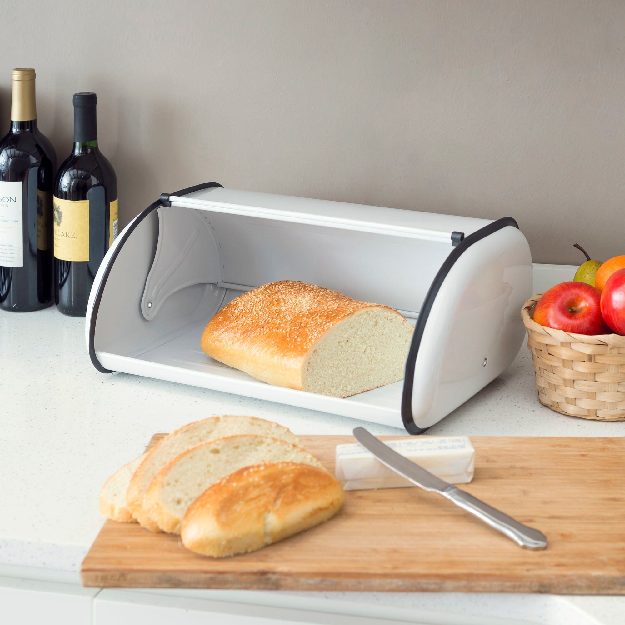 Home Basics Roll-Top Lid Steel Bread Box, White $20.00 EACH, CASE PACK OF 6