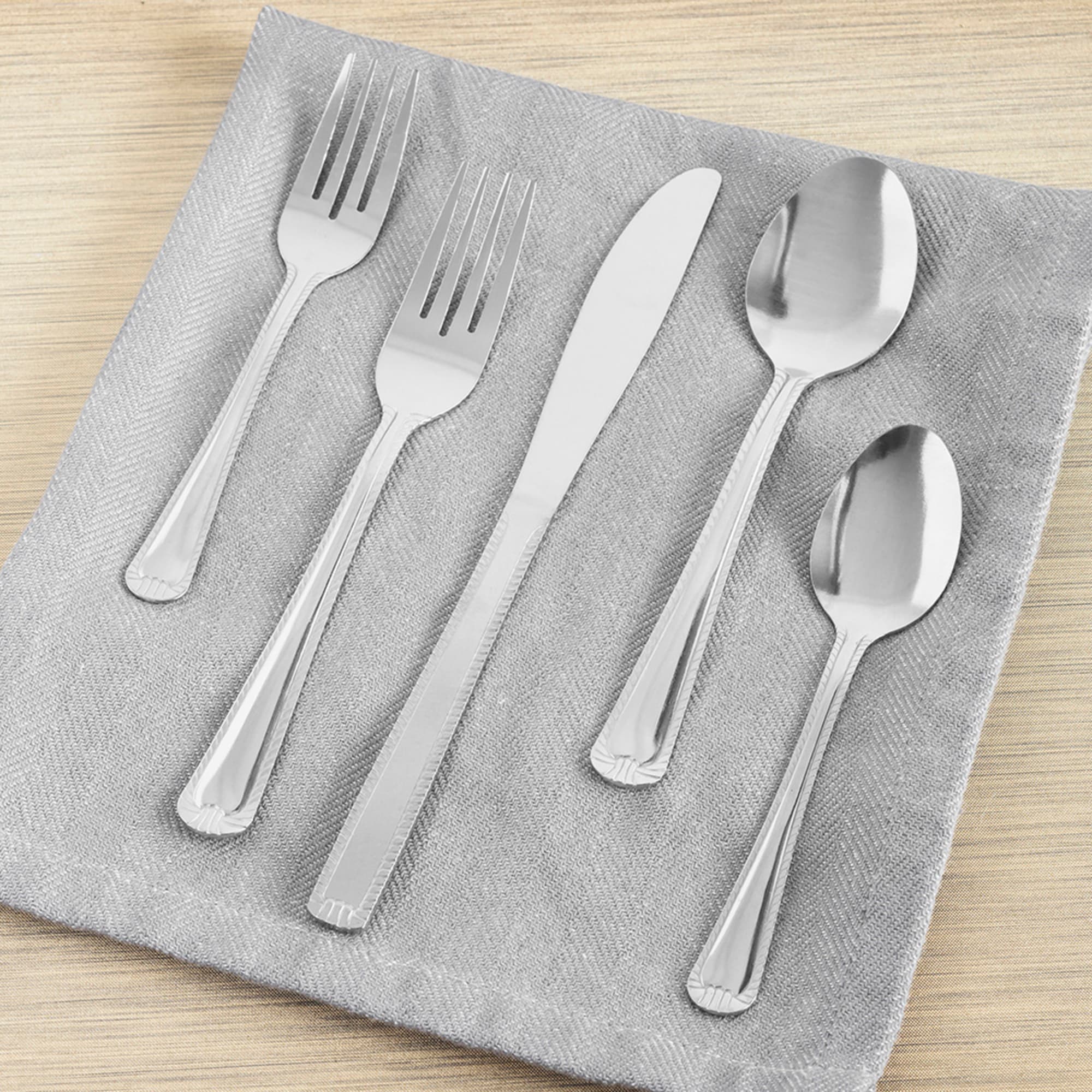 Home Basics Grand 20 Piece Stainless Steel Flatware Set, Silver $10.00 EACH, CASE PACK OF 12