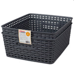 Load image into Gallery viewer, Home Basics Crossweave 14&quot; x 11.75&quot; x 5.25&quot; Multi-Purpose Stackable Plastic Storage Basket, (Pack of 2) - Assorted Colors
