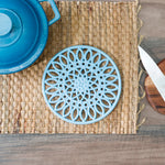 Load image into Gallery viewer, Home Basics Sunflower Heavy Weight Cast Iron Trivet, Light Blue $5.00 EACH, CASE PACK OF 6
