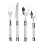 Load image into Gallery viewer, Home Basics 20 Piece Stainless Steel Flatware Set with Plastic Handles and Metal Caddy, Clear $10.00 EACH, CASE PACK OF 12
