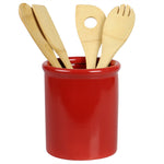 Load image into Gallery viewer, Home Basics Glazed Ceramic Utensil Crock, Red $6.00 EACH, CASE PACK OF 6
