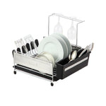 Load image into Gallery viewer, Michael Graves Design Deluxe Extra Large Capacity Stainless Steel Dish Rack with Wine Glass Holder, Black $30.00 EACH, CASE PACK OF 4
