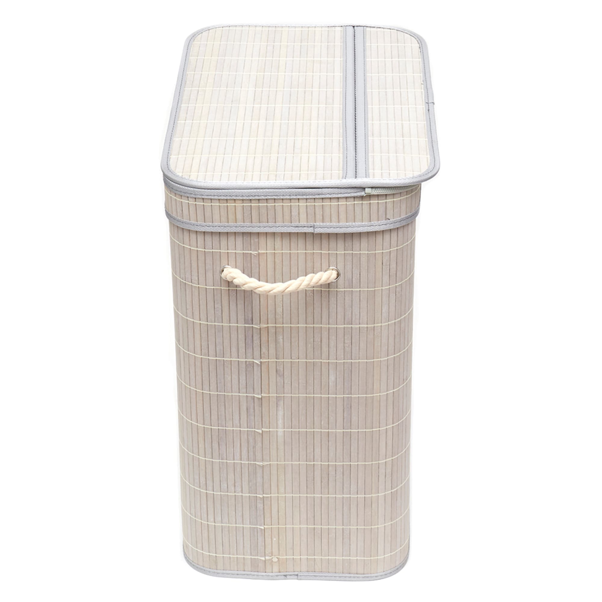 Home Basics 2 Compartment Folding Rectangle Bamboo Hamper with Liner, Grey $25.00 EACH, CASE PACK OF 6