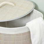 Load image into Gallery viewer, Home Basics Folding Corner Bamboo Hamper with Liner, Grey $15.00 EACH, CASE PACK OF 6
