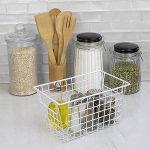 Home Basics 10.5" x 6.5" Vinyl Coated Steel Pull Out Wire Storage Basket, White $3.00 EACH, CASE PACK OF 12