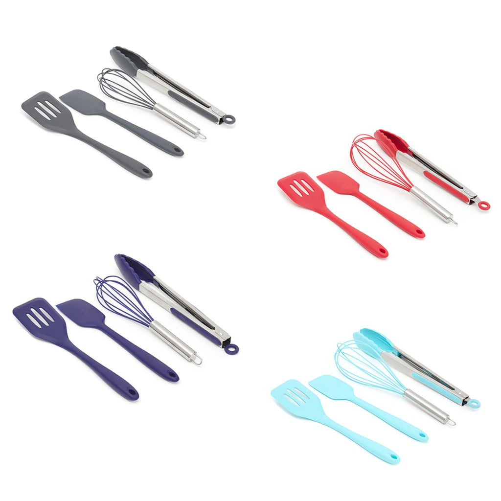 Home Basics 4 Piece Silicone Baking Tool Set - Assorted Colors