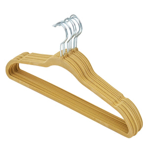 Home Basics Slip-Proof Snag-Free Ultra Slim Velvet Hanger with Rotating Steel Hook,  (Pack of 10), Camel $4.00 EACH, CASE PACK OF 12