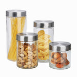 Load image into Gallery viewer, Home Basics 4 Piece Glass Canister Set with Stainless Steel Lids $15.00 EACH, CASE PACK OF 6
