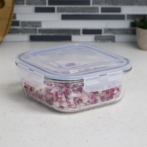 Michael Graves Design 40 Ounce High Borosilicate Glass Rectangle Food Storage Container with Indigo Rubber Seal $7.00 EACH, CASE PACK OF 12