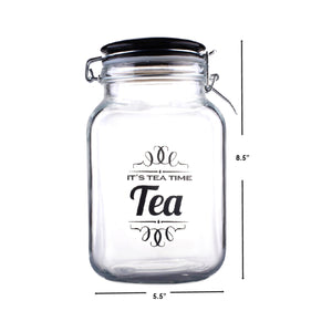 Home Basics Tea Time 67.6 oz. Glass Jar with Ceramic Flip Lid Top, Black $4.00 EACH, CASE PACK OF 6