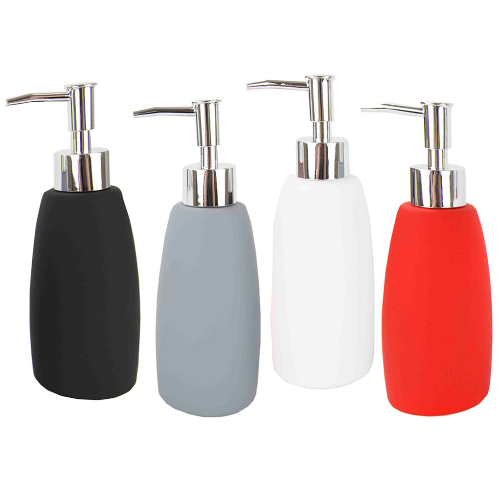 Home Basics Rubberized Ceramic Cylinder Soap Dispenser - Assorted Colors