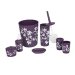 Load image into Gallery viewer, Home Basics 7 Piece Floral Bath Set, Purple $10.00 EACH, CASE PACK OF 6
