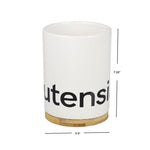 Load image into Gallery viewer, Home Basics Ceramic Utensil Holder with Bamboo Base  $6.00 EACH, CASE PACK OF 6
