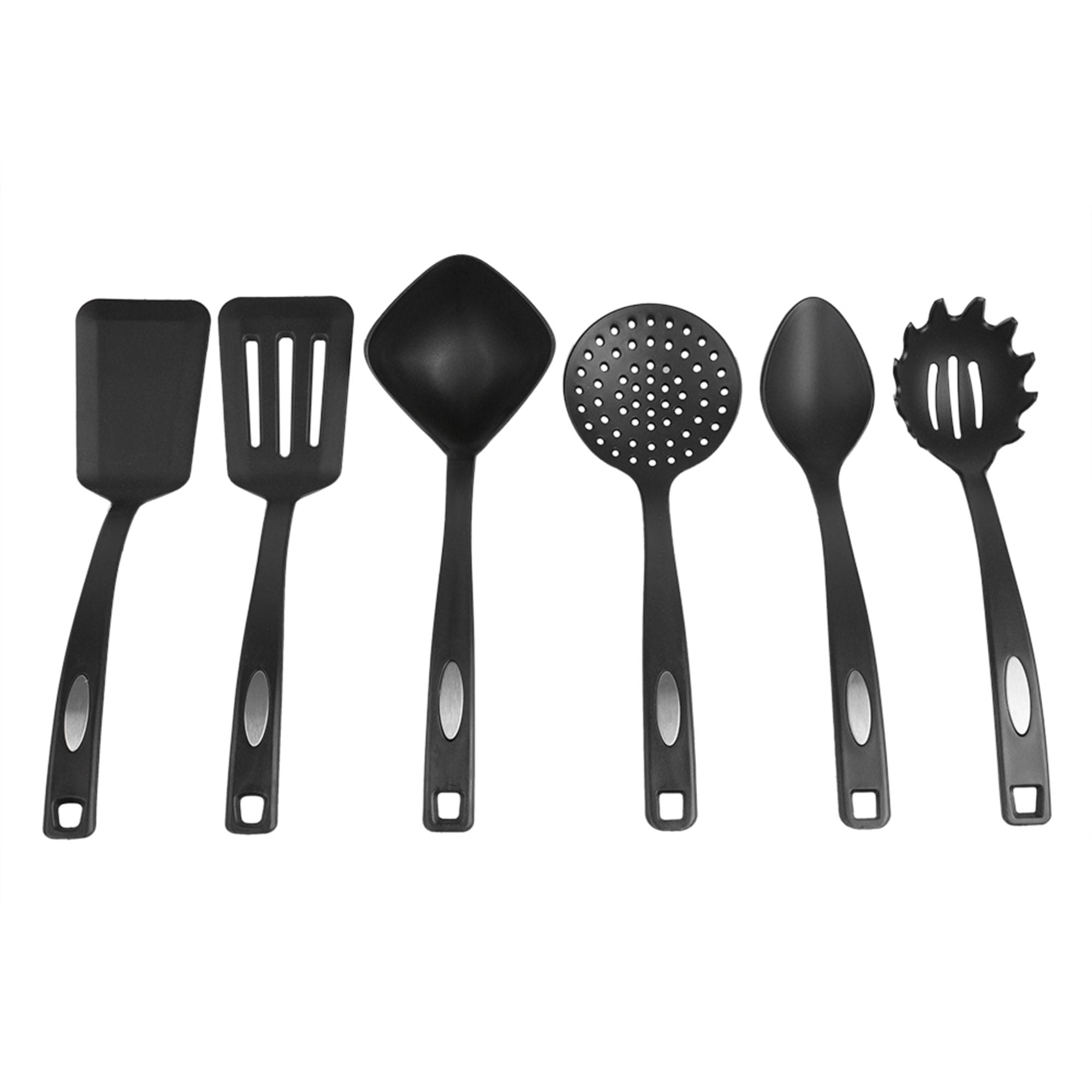 Home Basics 6 Piece Nylon Serving Utensils with Curved Handles, Black $4 EACH, CASE PACK OF 24