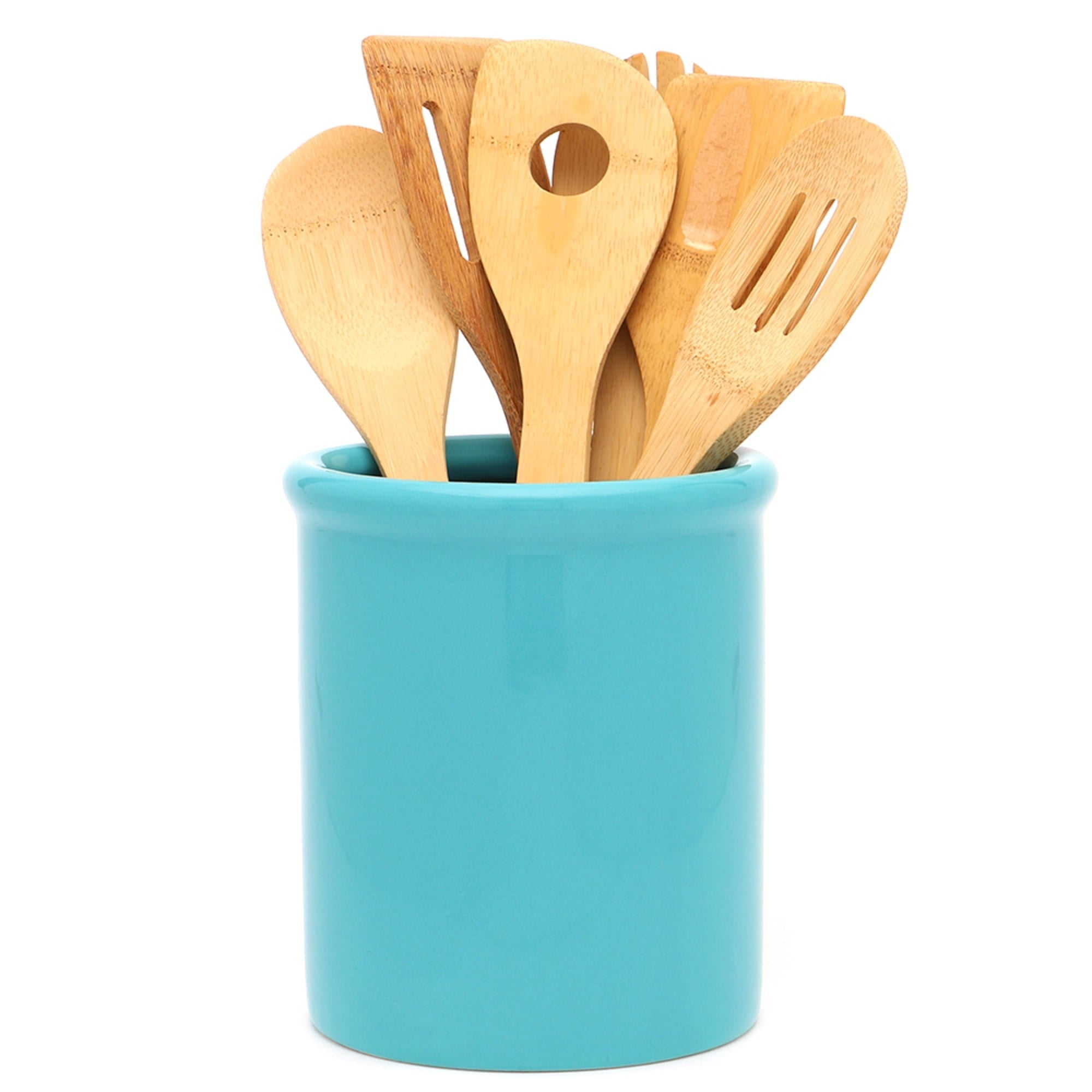 Home Basics Glazed Ceramic Utensil Crock, Turquoise $6.00 EACH, CASE PACK OF 6