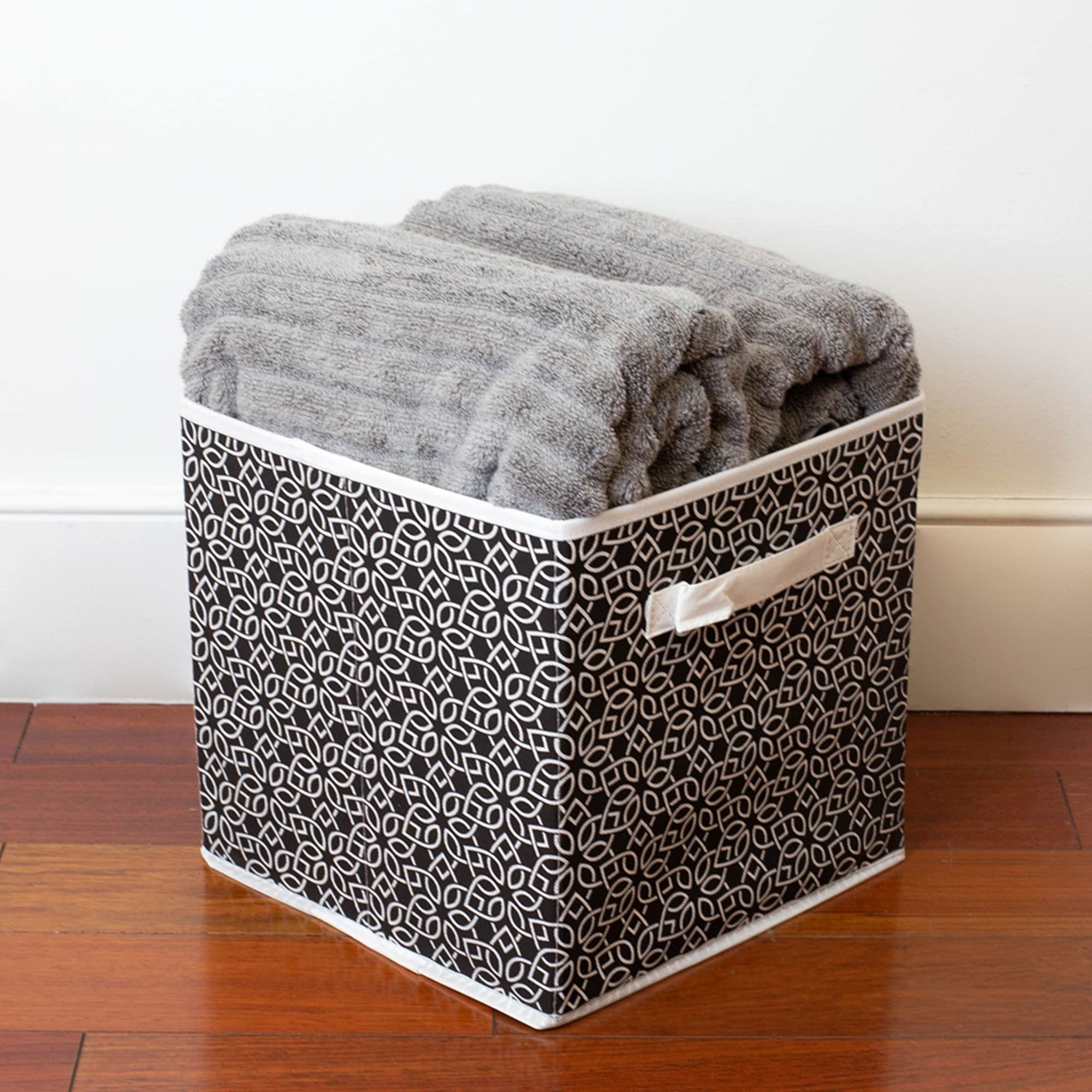 Home Basics Blossom Collapsible Non-Woven Storage Cube, Black $3.00 EACH, CASE PACK OF 12