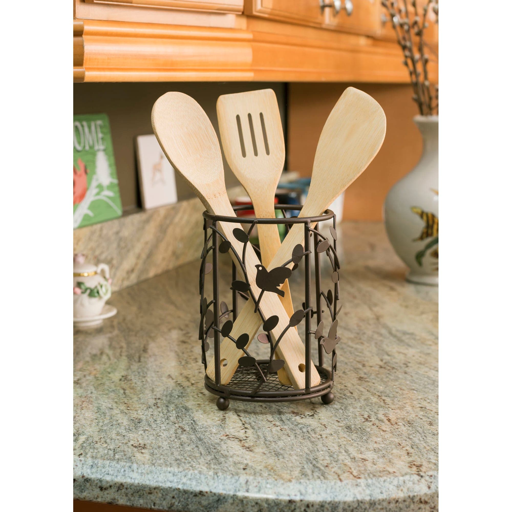 Home Basics Birdsong Collection Steel Free-Standing Round Cutlery Holder, Dark Brown $5.00 EACH, CASE PACK OF 12