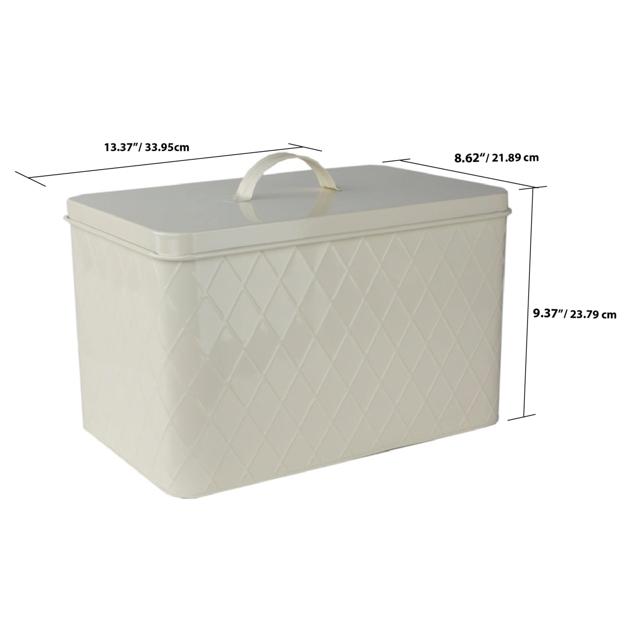 Home Basics  Trellis Tin Multi-Purpose Bread Box with Snug-Fit Lid, Ivory $15 EACH, CASE PACK OF 4
