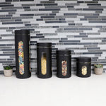 Load image into Gallery viewer, Home Basics 4 Piece Metal Canisters with Multiple Peek-Through Windows, Black $15.00 EACH, CASE PACK OF 4

