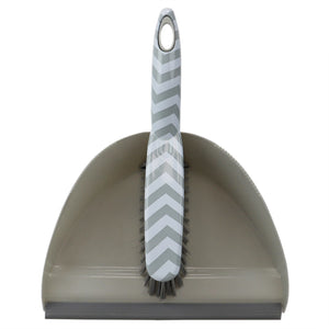 Home Basics Chevron Plastic Dust Pan Set with Serrated Cleaning Edge, Grey $4.00 EACH, CASE PACK OF 12